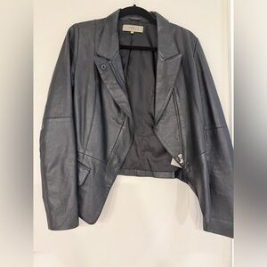 Uterque Genuine Black Leather Jacket
